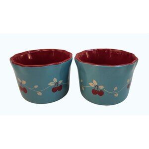 General Store By Gibson Cherry Design Custard Cup Ramekin Mini Bowl Cherry Set o